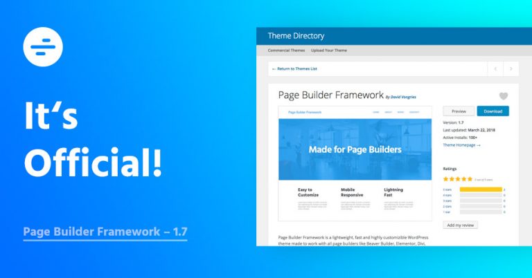 It's Official! - Page Builder Framework